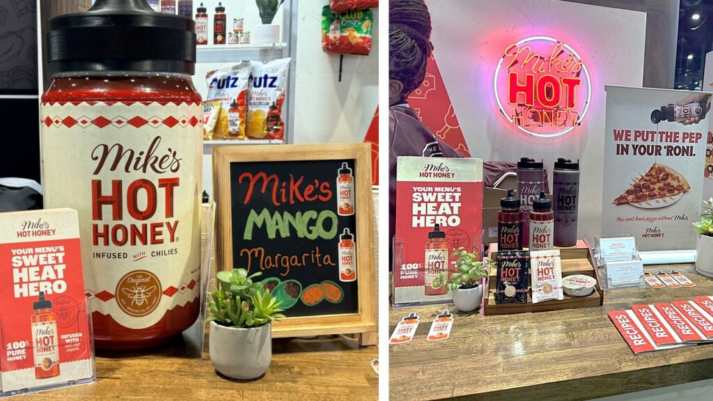 a booth featuring sauce